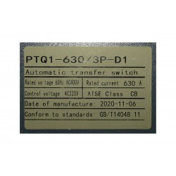 Реверсивный рубильник с логическим контроллером PTQ5-D1 3P 630A/Automatic Transfer Switch (with controller)